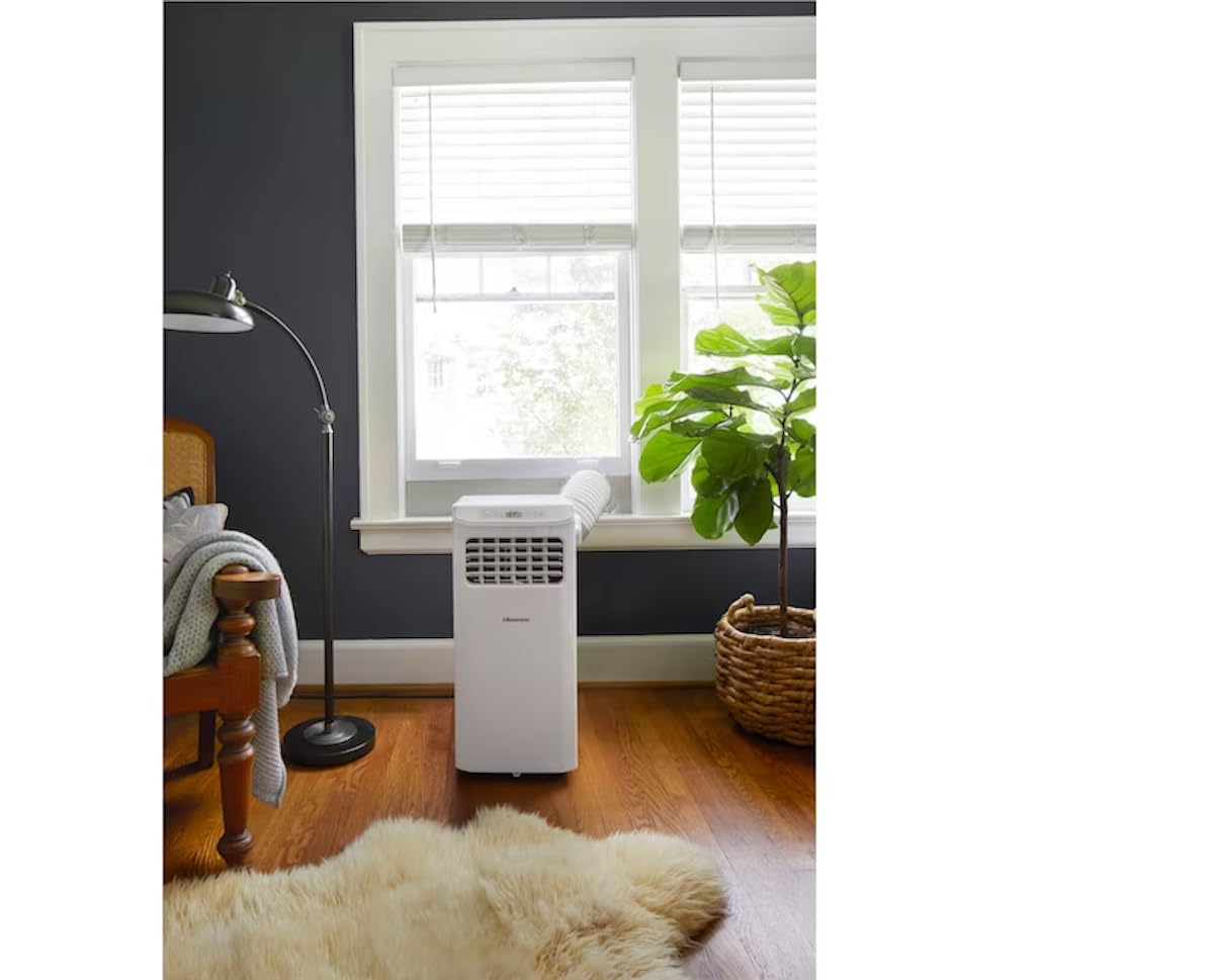 Hisense Portable Air Conditioner 6,000 BTU Cooling Dehumidifier Fan for Smaller Room up to 250 sq ft, Remote Control, White (Renewed)