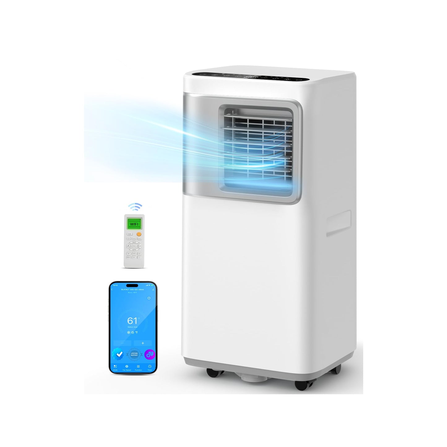Portable Air Conditioners 16,000 Btu AC Unit 5 in 1 Wifi Smart Air Conditioner with APP, Fan & Dehumidifier, Remote, 24H, Window Kits Included Cooling for Large Room Indoor