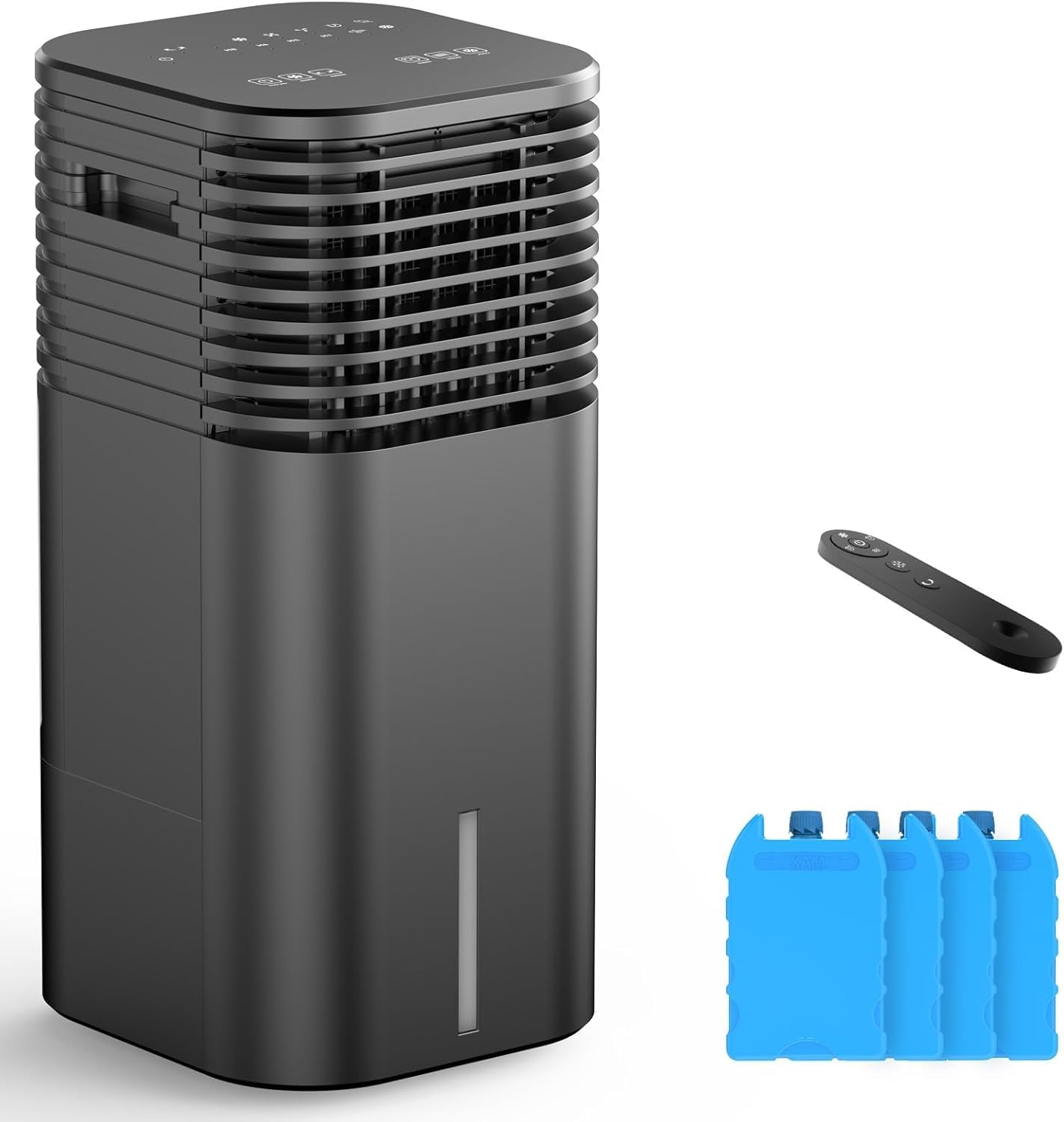 24" Windowless Portable Air Conditioner, 15H Timer & 120°Oscillation, 3-IN-1 Portable AC Unit with Remote, 2-Gal Tank, 3 Modes & 3 Speeds, Ultra-Quiet Ventless Swamp Cooler for Home Office, Onyx