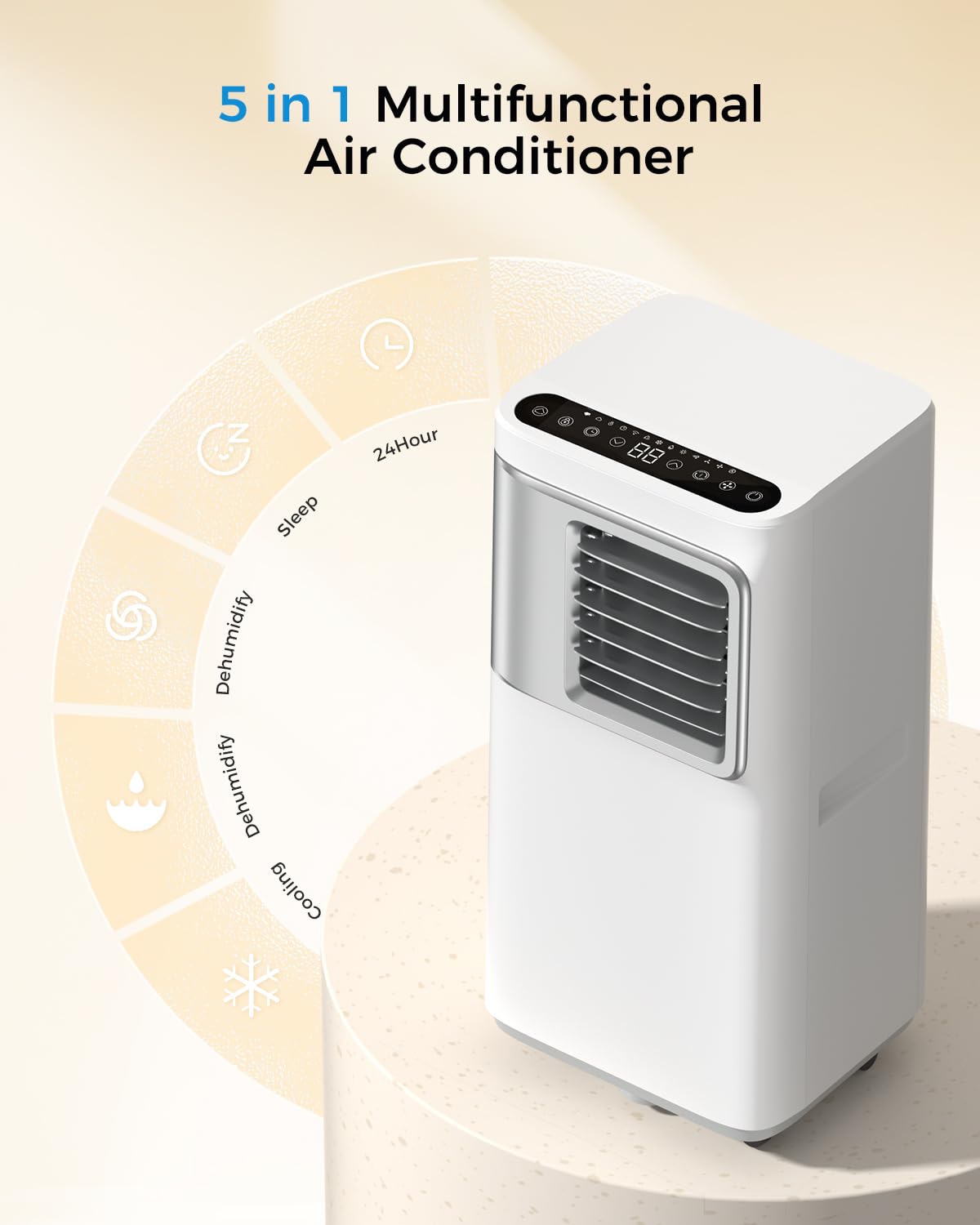 Portable Air Conditioners 16,000 Btu AC Unit 5 in 1 Wifi Smart Air Conditioner with APP, Fan & Dehumidifier, Remote, 24H, Window Kits Included Cooling for Large Room Indoor