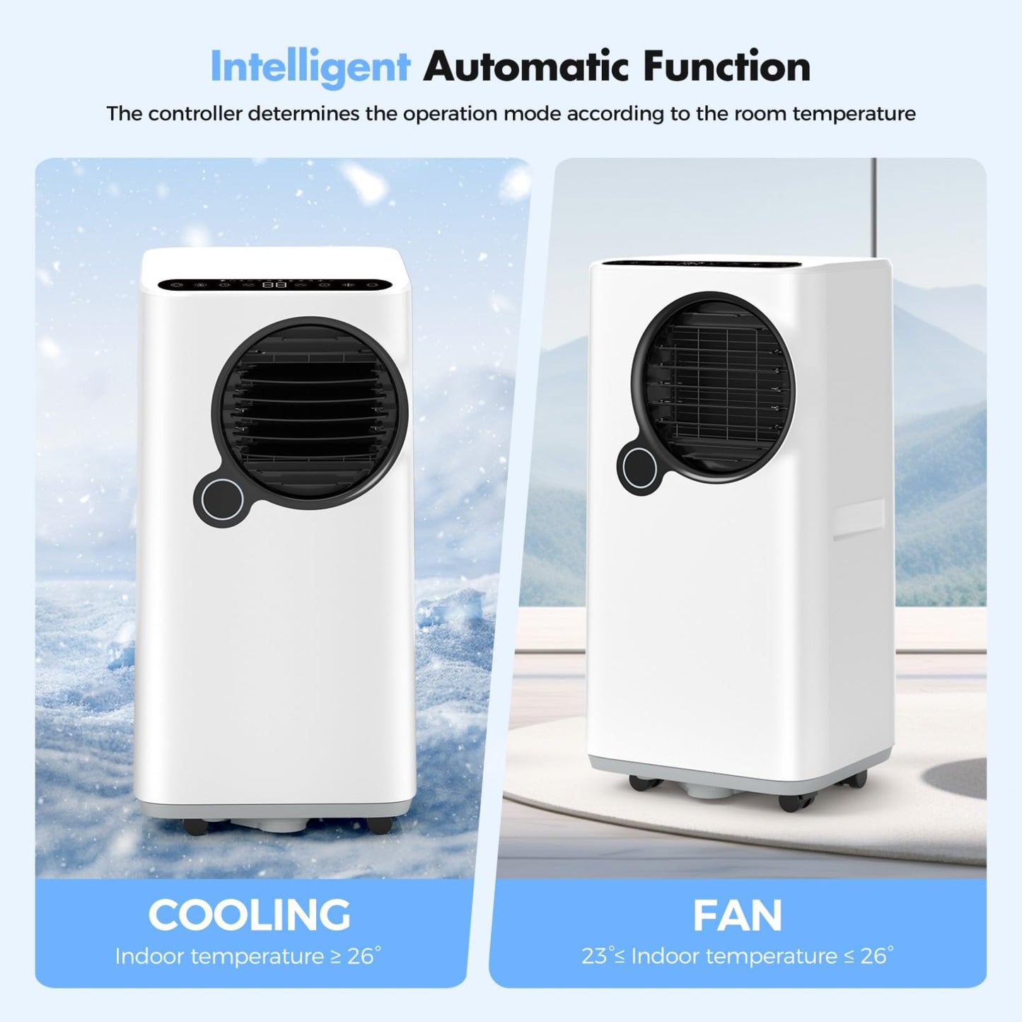 Qxpztk Portable Air Conditioners,16000 BTU 6-in-1 Cooling, Dehumidifier & Fan, Ultra Quiet with 24H Smart Timer, Auto Shut-Off & Child Lock for Home/Bedroom/Office