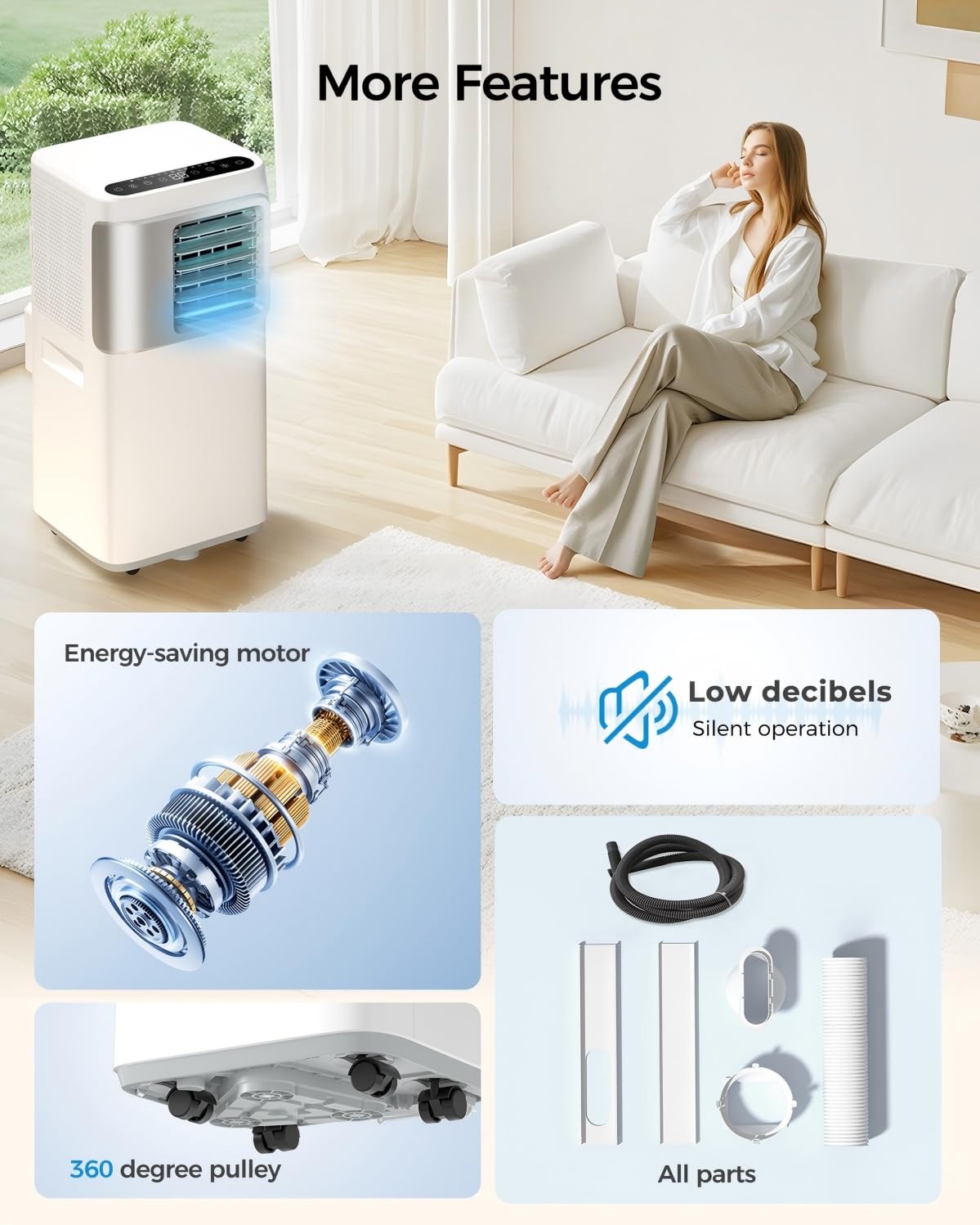 Portable Air Conditioners 16,000 Btu AC Unit 5 in 1 Wifi Smart Air Conditioner with APP, Fan & Dehumidifier, Remote, 24H, Window Kits Included Cooling for Large Room Indoor