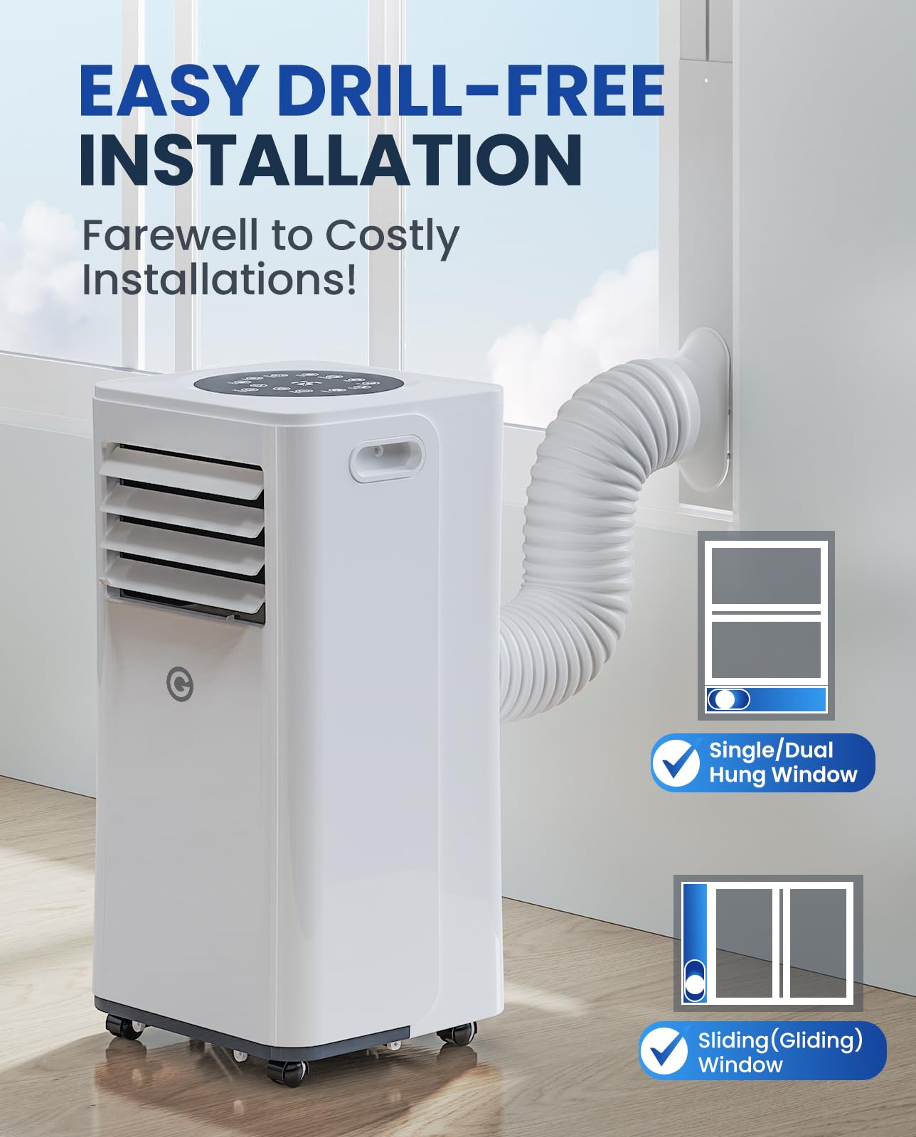 Portable Air Conditioners, 10000 BTU Air Conditioner Portable for Room up to 450 Sq. Ft., 3-in-1 Portable AC Unit with Digital Display, Remote Control, Window Installation Kit, 24H Timer, Sleep Mode