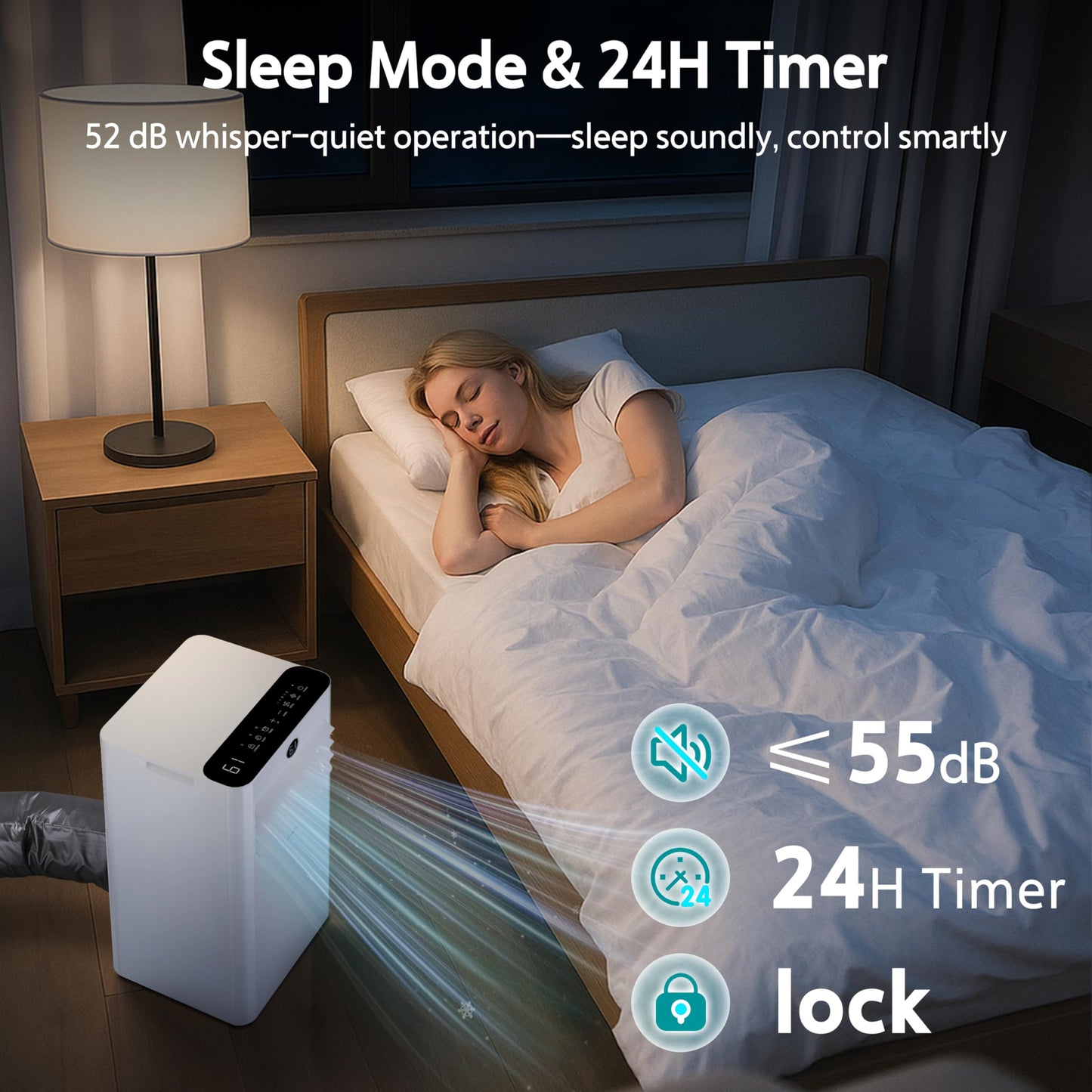 10,000 BTU Portable Air Conditioner for Rooms up to 450 Sq.Ft, 4-in-1 Cooling/Dry/Fan/Sleep Mode, Remote Control, High Low Speed, Window Kit Included, White