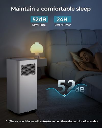 EUHOMY 10000 Btu Portable Air Conditioners, 4 in 1 Portable AC with Cool, Dry, Fan, Sleep Modes, Room Air Conditioners with 52dB & 24H Timer, with Remote, for Bedroom, Rooms, Apartment up to 450 Sq.Ft