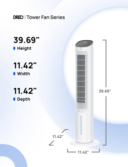 Dreo Evaporative Air Cooler, 40” Standing Fans that Blow Cold Air, 80° Oscillating Bladeless Cooling Fan for Bedroom, Swamp Cooler, Removable Water Tank, Ice Pack, Remote, 3 Mode 4-Speed, White