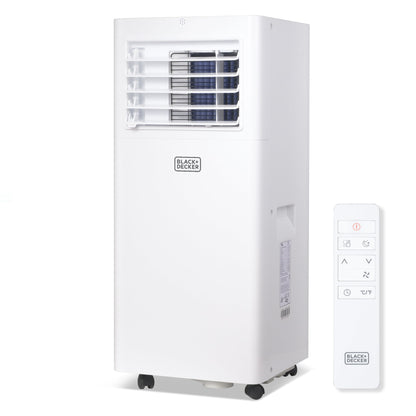 BLACK+DECKER Portable Air Conditioner, 8,000 BTU (5,100 BTU SACC) for Rooms Up To 350 Sq. Ft., Portable AC with Full Function Remote Control & Window Kit, BPACT05SM, White