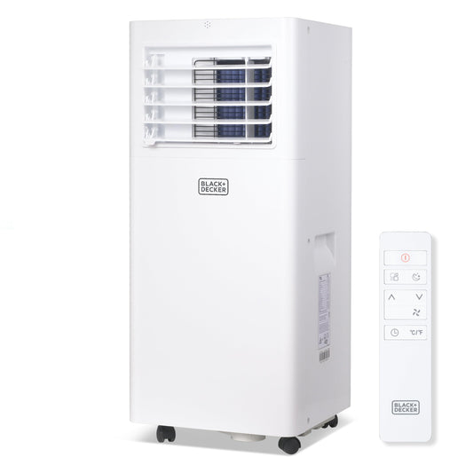BLACK+DECKER Portable Air Conditioner, 8,000 BTU (5,100 BTU SACC) for Rooms Up To 350 Sq. Ft., Portable AC with Full Function Remote Control & Window Kit, BPACT05SM, White