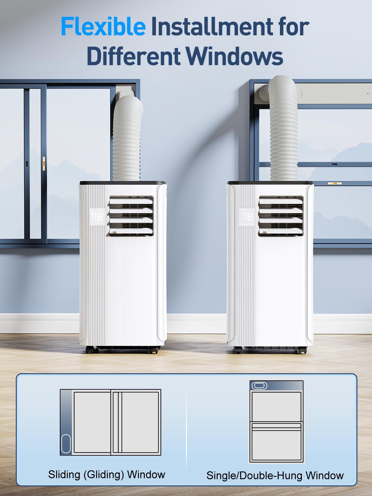 Portable Air Conditioners - 2025 Upgraded 10000 BTU Portable AC for Room up to 450 Sq. Ft, 3 in 1 AC Unit with 24H Timer, Smart Sleep Mode, Remote Control, Air Cooler for Bedroom Kitchen Small-Rooms