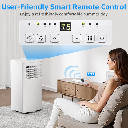 Portable Air Conditioner 8000 BTU, Remote Control, Fan Mode, Cools 350sq. ft, 24 Hour Timer, Quiet Operation,Window, 2 Fan Speed for Bedroom Office Home Dorm