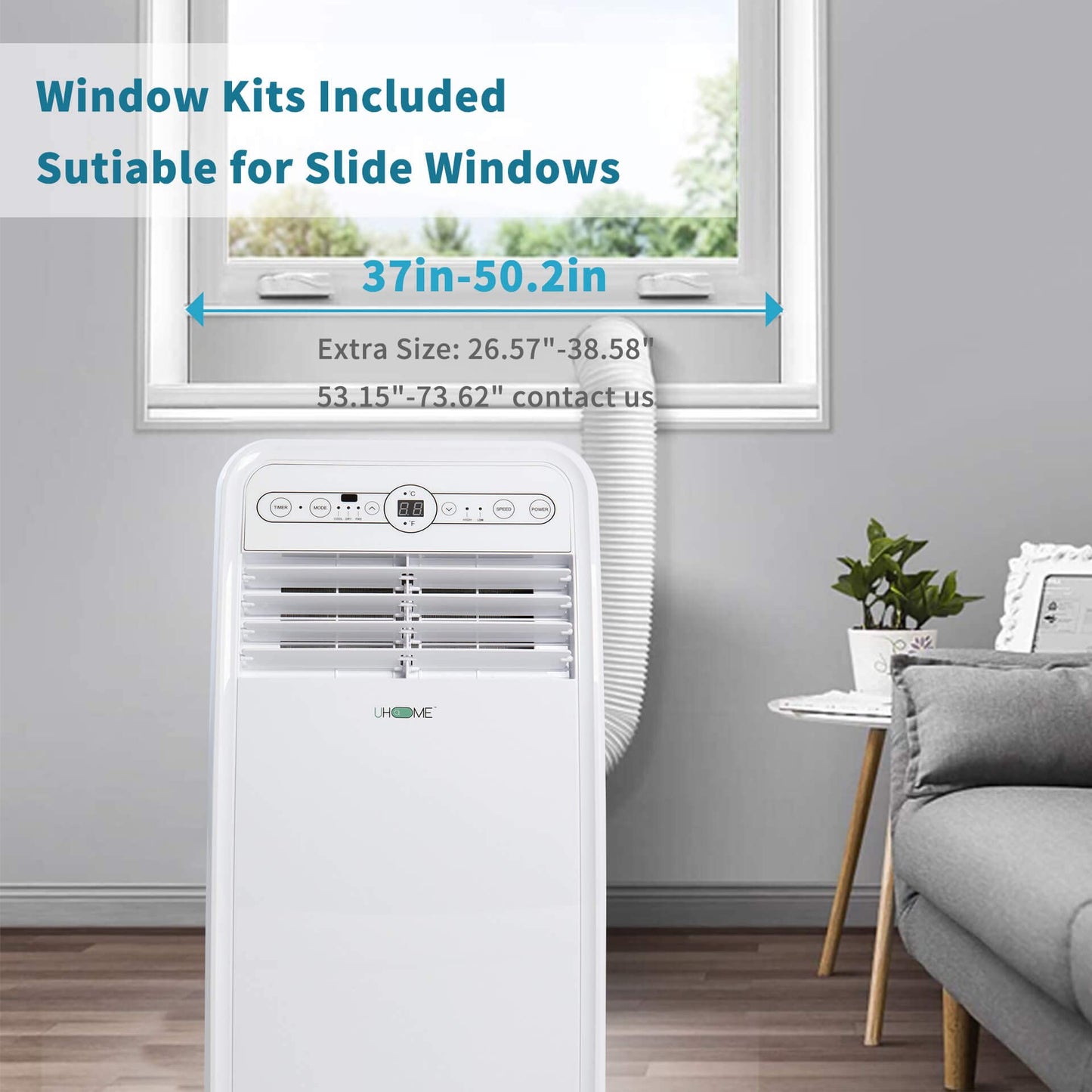 Uhome 2024 New Portable Air Conditioner, 8000 BTU Compact AC Unit with Cooling, Dehumidifier, Fan, Remote Control and Window Mount Kit Included, White