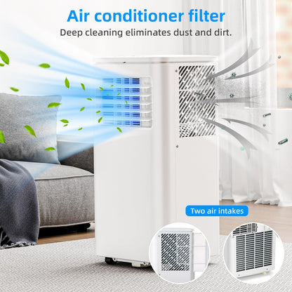 Portable Air Conditioner 8000 BTU, Remote Control, Fan Mode, Cools 350sq. ft, 24 Hour Timer, Quiet Operation,Window, 2 Fan Speed for Bedroom Office Home Dorm