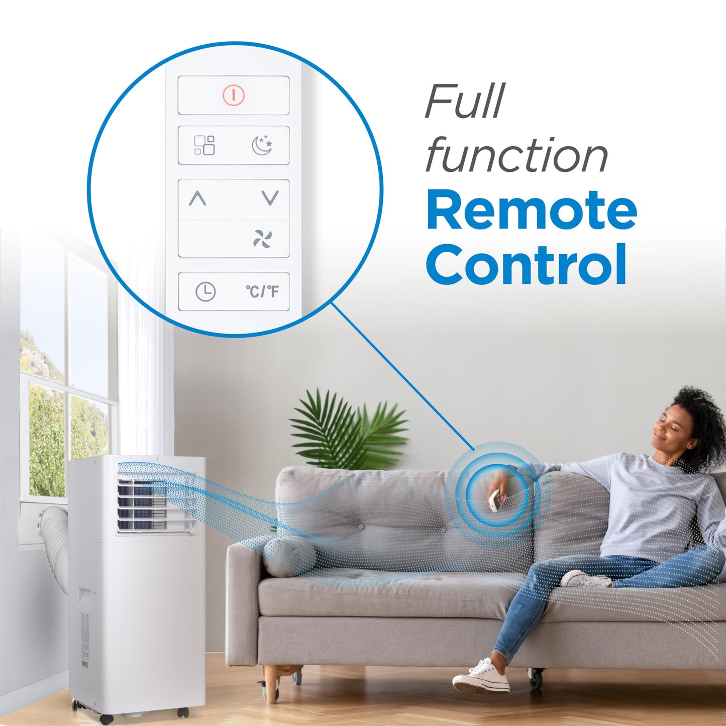 BLACK+DECKER Portable Air Conditioner, 8,000 BTU (5,100 BTU SACC) for Rooms Up To 350 Sq. Ft., Portable AC with Full Function Remote Control & Window Kit, BPACT05SM, White